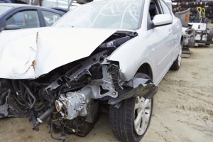 Damaged Car Involved In Traffic Accident